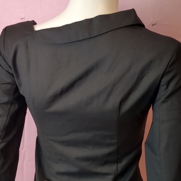 Black Asymmetrical Side Zip Blazer Jacket with Faux Buttons Detail size Small - Picture 6 of 8